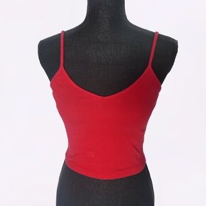 BRANDY MELVILLE Red Cropped Cotton Tank Top